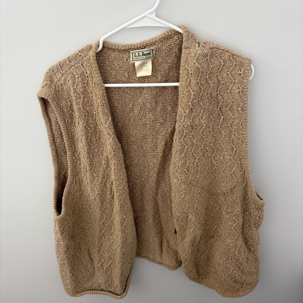 L.L. Bean Women's Brown Cable Knit Sweater Vest